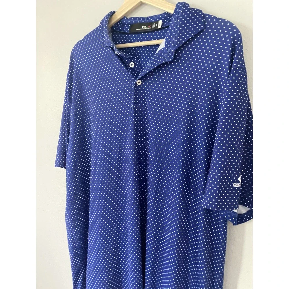 Ralph Lauren RLX Blue Polka Dot Short Sleeve Polo Shirt Mens Size‎ XL